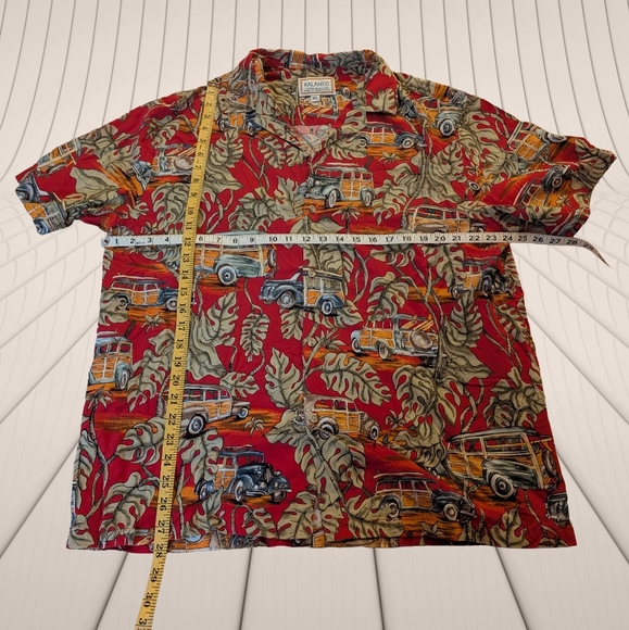 Kalaheo Men's Short Sleeve Hawaiian Shirt Red Vintage Cars Surf Cruise XL - Picture 3 of 6
